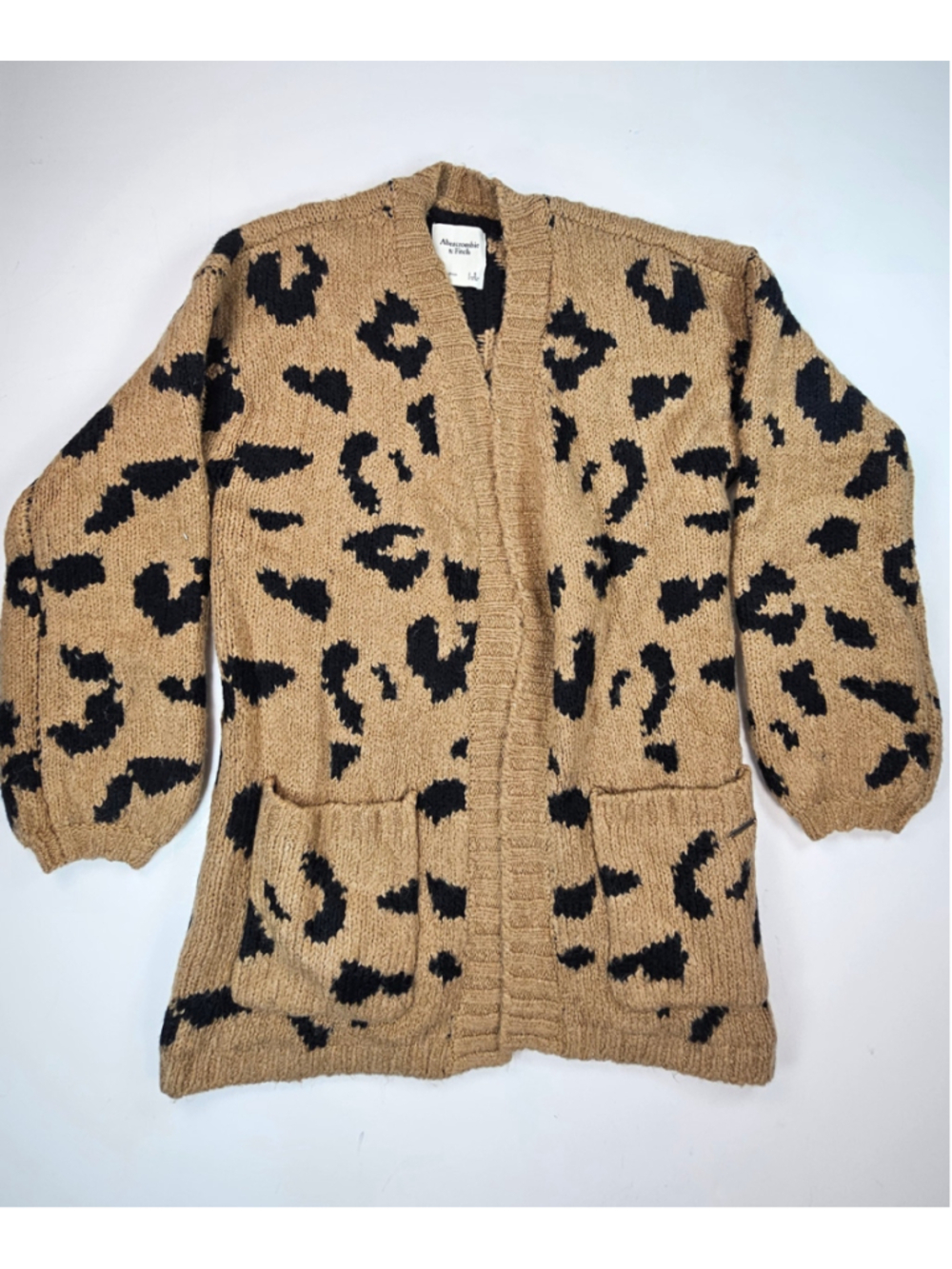 Abercrombie & Fitch Leopard Cardigan Sweater Womens S Chunky Knit Oversized